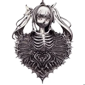 Ossuary Anime Girl Skeleton Silver Pendant product photo