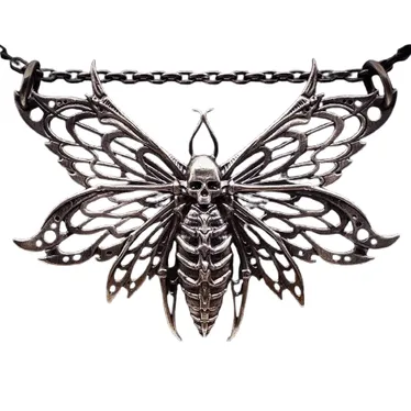 Ossuary Skeleton Butterfly Silver Pendant product photo