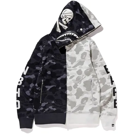 BAPE x Neighborhood Split Camo Shark Full Zip Hoodie product photo