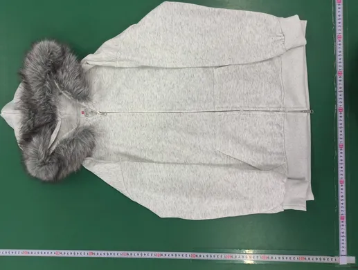 Faux Fur Zip-Up Hoodie Light Grey QC photo