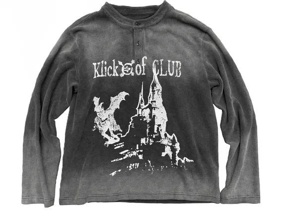 KLICK CLAK Washed Black Waffle Knit Sweater product photo