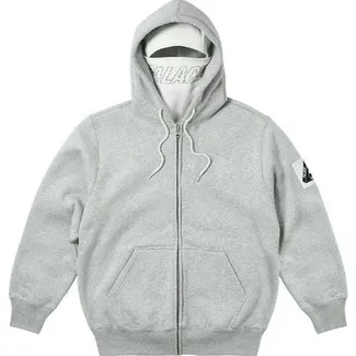 Palace Facemask Zip-Up Hoodie Grey product photo