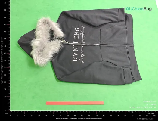 RVNTENG Faux Fur Zip-Up Hoodie Black QC photo