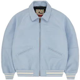 Corteiz Leather Jacket Light Blue product photo