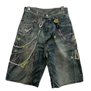 Acne Studios Candy Keychain Print Denim Shorts product photo