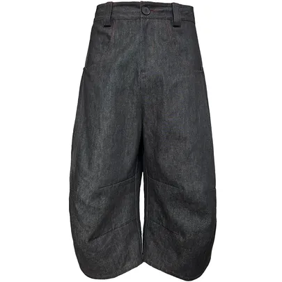 JCAESAR Long Pleat Denim Shorts product photo
