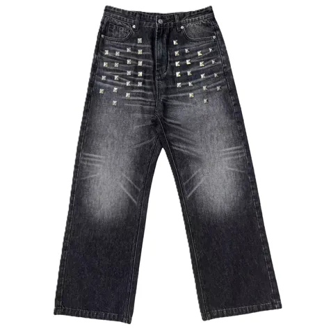 noEmosen Baggy Studded Jeans Black product photo
