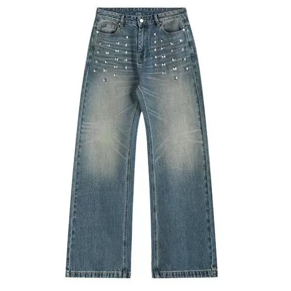 noEmosen Baggy Studded Jeans Blue product photo