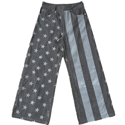 noEmosen Baggy USA Flag Jeans Gray product photo