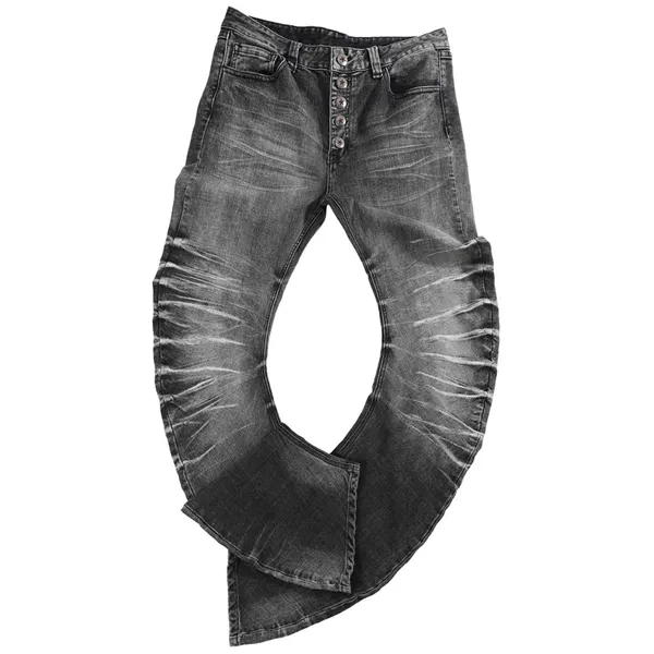 noEmosen Rippled Cracked Washed Scimitar Jeans Black product photo