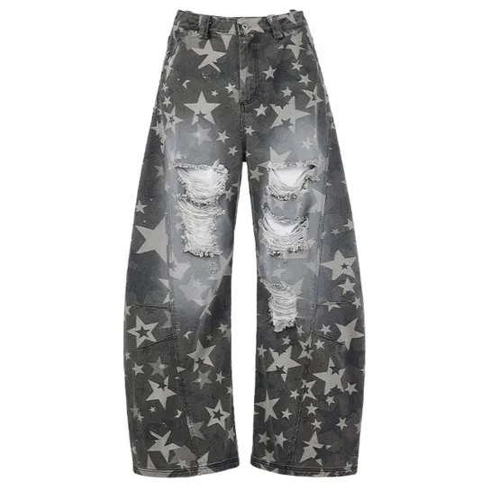 PEOPLESENSE Baggy Star Pattern Jeans product photo