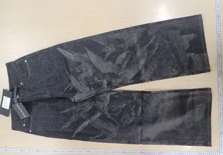 WANNA LAB Angel Print Raw Denim Baggy Jeans QC photo