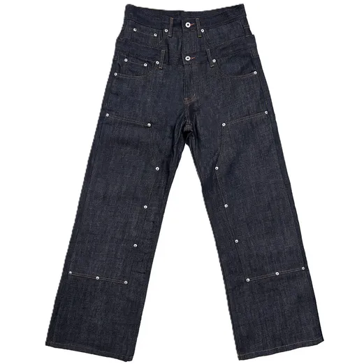 WANNA LAB Double Waisted Raw Denim Pants product photo