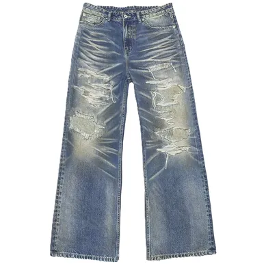 WANNA LAB Light Blue Whisker Jeans product photo