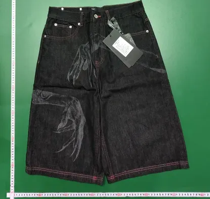 WANNA LAB Red Stitching Raw Denim Shorts QC photo