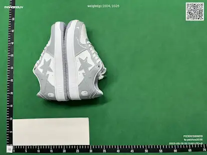 A Bathing Ape Bape Sta Patent Leather White Grey QC photo