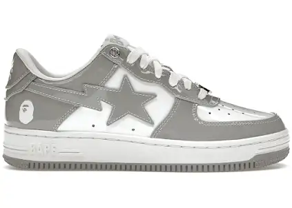 A Bathing Ape Bape Sta Patent Leather White Grey product photo