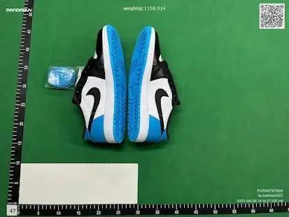 Jordan 1 Retro Low OG Black Dark Powder Blue QC photo