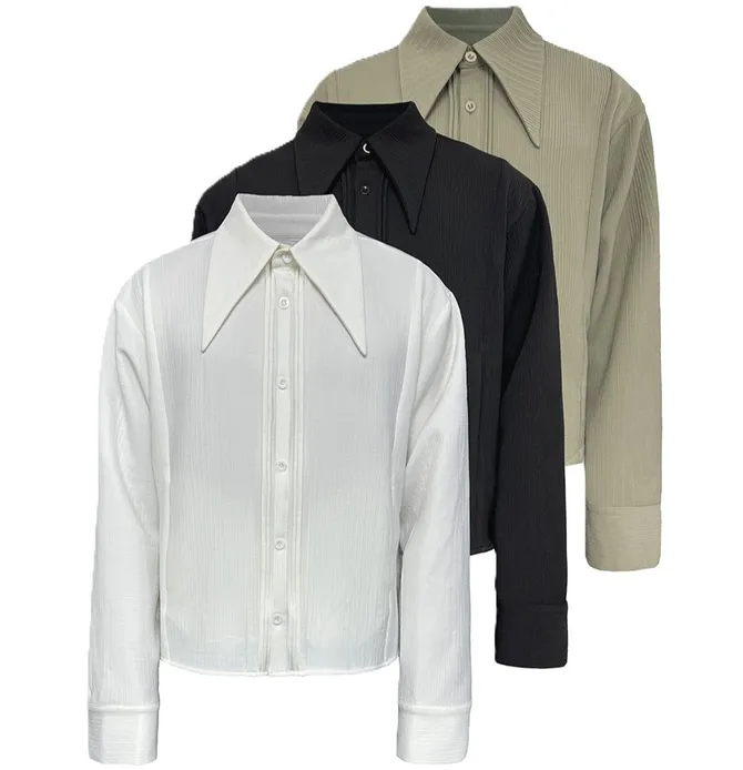 JCAESAR Pointed Collar Button Up Shirt (3 Variants) product photo