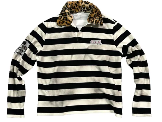 KLICK CLAK Striped Leopard Long Sleeve Polo product photo